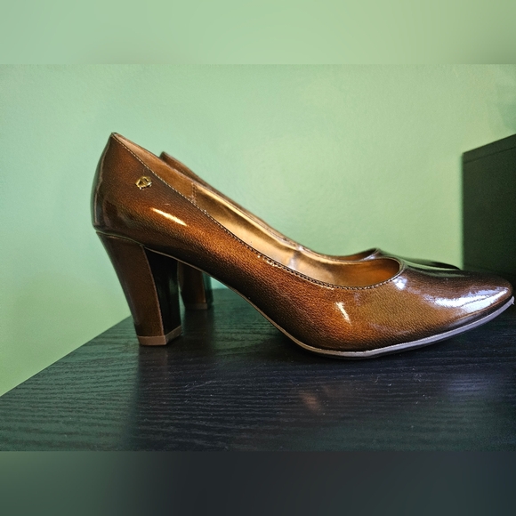 Etienne Aigner HAVEN Shimmering Bronze VINTAGE Heels Women's Size 10 - Picture 2 of 14